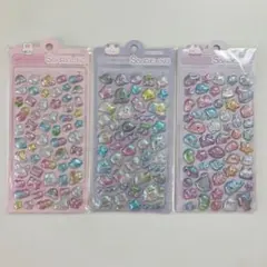 【新品】シール 3枚セット 立体シール クリスタルシール うさぎ おばけ 海