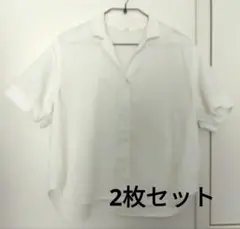 ユニクロ　ホワイト 半袖 ボタンシャツ Mサイズ　2枚セット