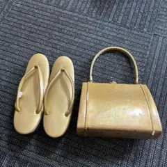 ゴールド花柄和装用バッグと草履セット