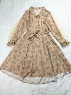 239C axes femme総柄 ロング丈 ワンピース M シフォン フレア