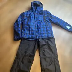 スキーウェア 青と黒のチェック柄