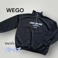 WEGO メンズ ロゴジップ襟付トレーナー ブラック Fサイズ