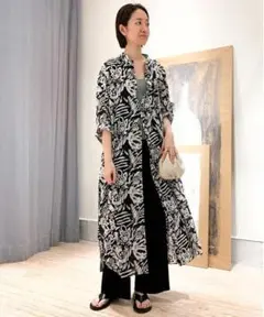 303y*美品 ギャルリーヴィー インドコットンバンドカラーシャツワンピース