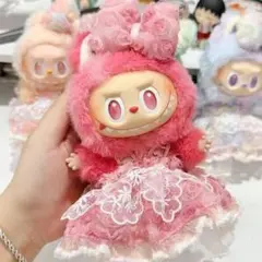ラブブ labubu ぬい服 ドレス 着せ替え ピンク