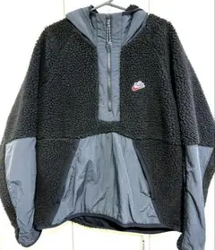 NIKE ナイキ ブラック フリース ナイロン ボアジャケット ハーフジップ