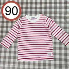 90 ミキハウス　カットソー　ピンク　ボーダー