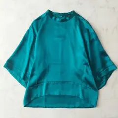 美色シルク100%✨ドゥロワー ブラウス とろみ感 エメラルド 36/S 最高級