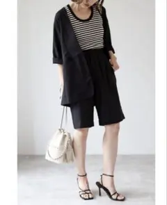 ボンジュールサガン　ブラック ノーカラージャケット