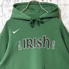 古着 NIKE ナイキ パーカー スウェット 刺繍ロゴ カレッジ L 裏起毛 緑