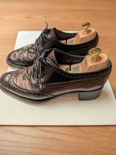 希少【PRADA】ウィングチップ レザーシューズ ダークブラウン 71/2