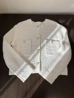新品　ダブルポケットニットジャケット M オフホワイト　　　フォーマル　入学式