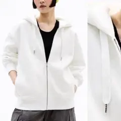 【美品】GU ジーユー スウェット ジップアップ パーカー 白 M ジャージ