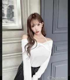 シェリミー　cheri mi　オフショルリボンニットトップス　ホワイト