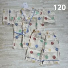 CHERIER キッズ甚平 120 オフベージュ ドット
