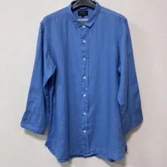 BEAMS ビームス メンズ シャツ 長袖 麻 リネン ブルー L