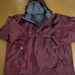 アバクロ アノラックパーカー ナイロン 裏ボア エンジ系ハーフジップ