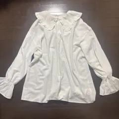 フリル付き襟 ホワイトシャツ 長袖 ガーリー フレンチガーリー お嬢様 姫系