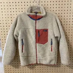 patagonia フリースジャケット L (12) クリーム色/オレンジ
