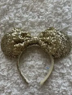 ディズニー　ミニー　スパンコール カチューシャ　ゴールド