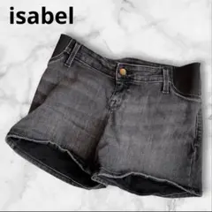 Isabelサイドゴムデニムショートパンツブラック黒