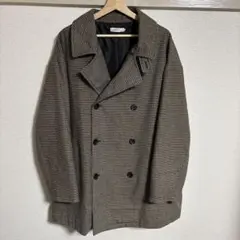 千鳥格子柄　チェック柄 ダブルブレストコート L