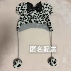 ディズニー ファンキャップ ヒョウ柄 レオパード ミニー 白黒 グレー ホワイト
