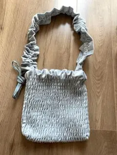 グレー ギャザーショルダーバッグ