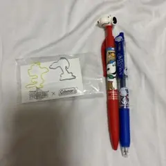 スヌーピー ボールペン 2本、クリップセット