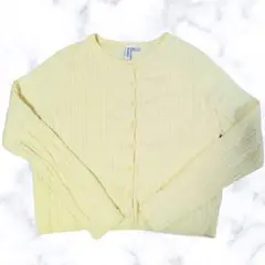 H&M ケーブルニット 薄手カーディガン冷房対策レモンイエロー春夏のサムネイル