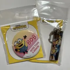 ミニオンズ　缶バッジ　キーホルダー　ボブ　2点セット　minions