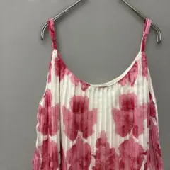 SHAKE SHAKE プリーツシフォンキャミソール(M相当)ホワイトレッド花柄のサムネイル