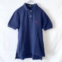 ラルフローレン ポロシャツ 90s ネイビー 赤ポニー Lサイズ