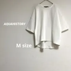AQUAHISTORY レディース 五分袖なめらかトップス ゆったり ホワイトのサムネイル