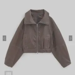 GRL 襟2way配色ステッチダブルジップレザーブルゾン　ブラウン