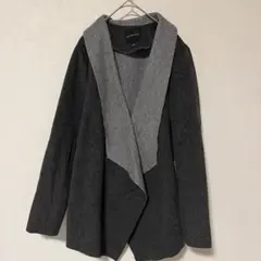 ディクショナリー カーディガン ショールカラー 無地 M グレー　黒ポリエステル