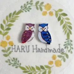 【フクロウ】　ピアス　イヤリング　北欧　鳥　ハンドメイド