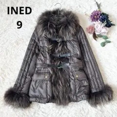 INED イネド リアルファーダウンジャケット ブラウン チャイニーズラクーン
