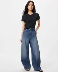 UNIQLO★バギーカーブジーンズ　オンライン限定丈短め　26インチ