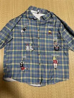 チェックシャツ　青　y2k ネルシャツ