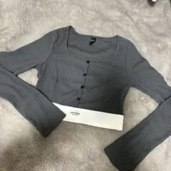 グレー クロップドトップス