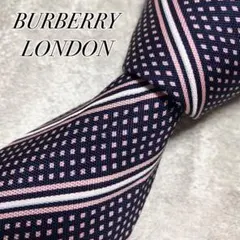 良品　バーバリーロンドン　ネクタイ　レジメンタル　ストライプ　ドット　イタリア製