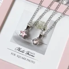 【お正月sale】 ハート 星 ビジュー ネックレス 2個セット ピンク