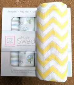 大、大人気柄⭐可愛いイエローギザギザ柄⭐大活躍❗スワドルデザインズ　おくるみ