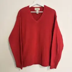 90s eddie bauer ニット セーター M 赤 白タグ 古着