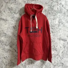 トミーヒルフィガー　パーカー【S】レッド　大人カジュアル　メンズ　ロゴ