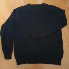 Vネックニット セーター ブラック（150cm）