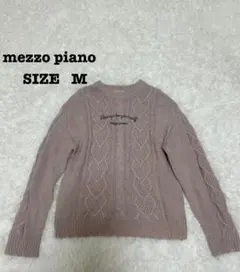 mezzo piano（メゾピアノ）ケーブル編み ニット M パープル[304]