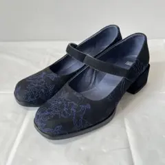 【CAMPER TWINS】パンプスメリージェーン 刺繍 黒 22.5㎝のサムネイル