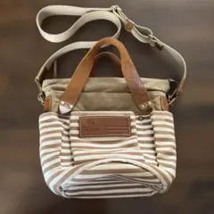 フォルナ　Folna ハンドバッグ　ショルダー　2way ボーダー　ベージュ