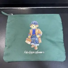★未使用★ポロラルフローレン　くまイラスト　ポーチ　POLO グリーン